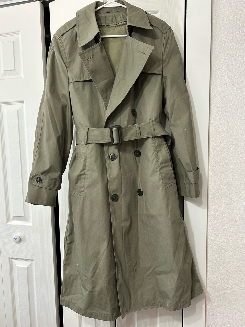 Trench Coat with Belt Military Green
